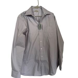 New Thomas Dylan Tailored Fit Non-Iron Collar Gray Dress Shirt 16 X 34/35